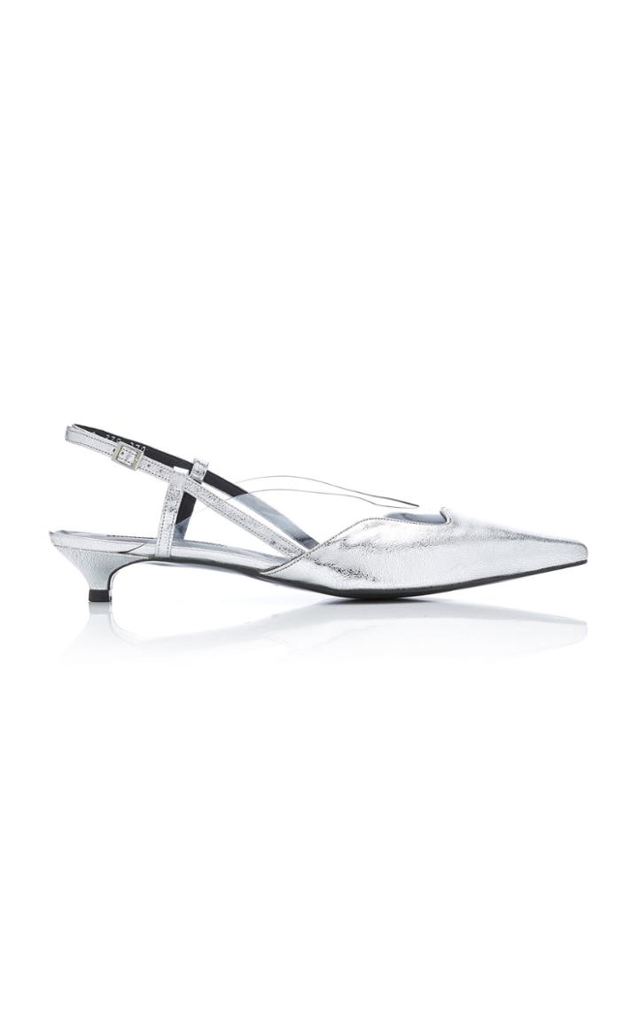 Yuul Yie Mirage Pvc-trimmed Metallic Leather Slingback Pumps