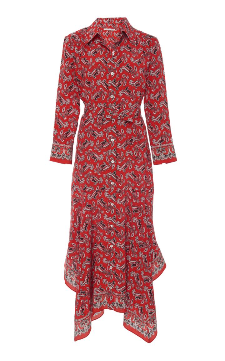 Veronica Beard Willamette Handkerchief-hem Paisley Dress