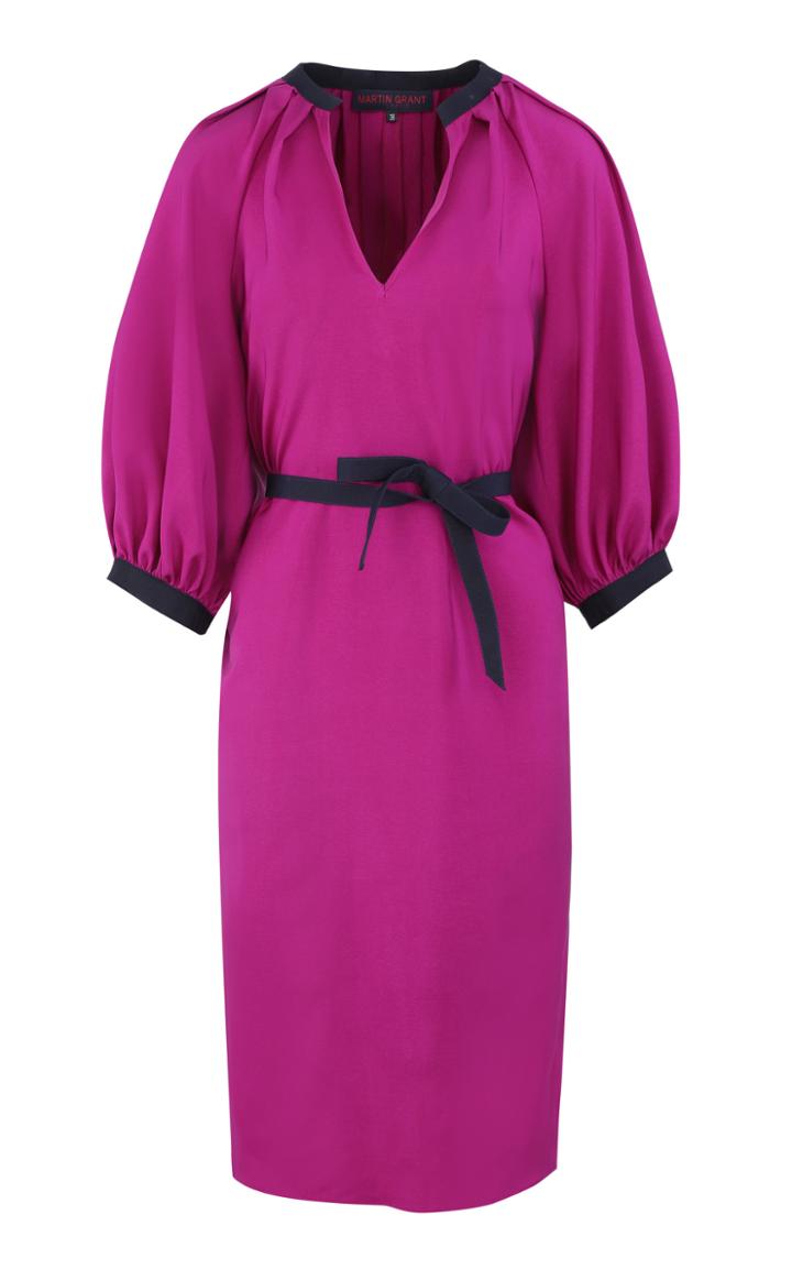 Moda Operandi Martin Grant Belted Silk Balloon-sleeve Midi Dress