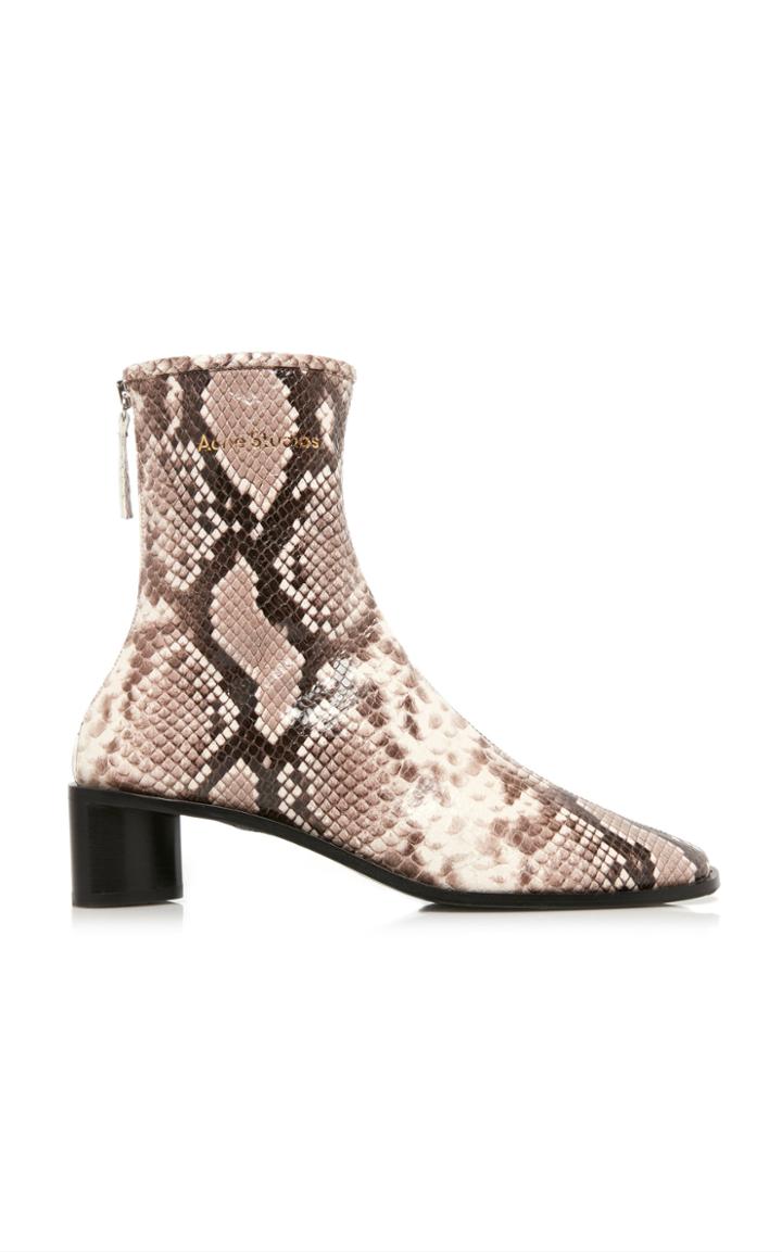 Acne Studios Bertine Logo Snake-effect Leather Boots