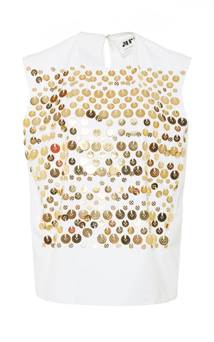 Moda Operandi Maison Rabih Kayrouz Embellished Cotton Top Size: 34