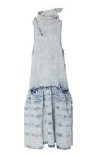 Proenza Schouler Scarf-detailed Acid-wash Denim Dress
