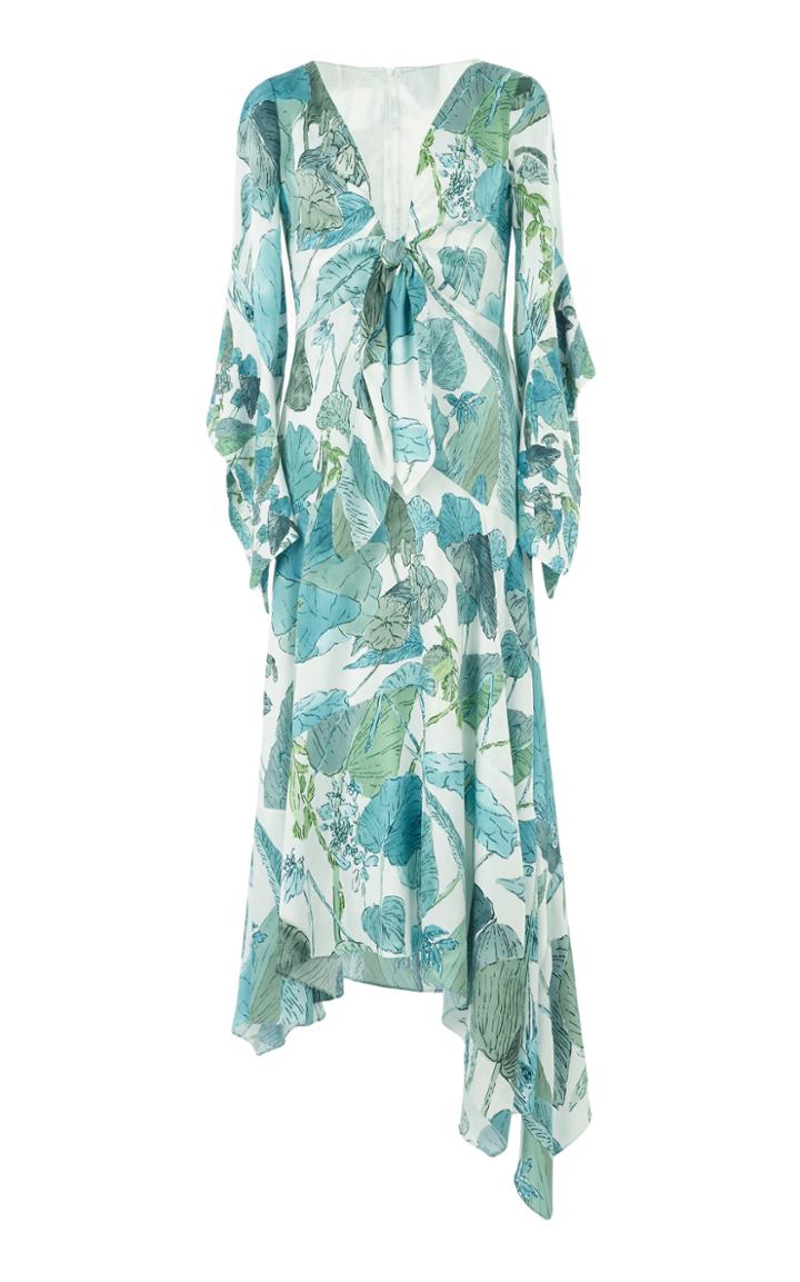 Peter Pilotto Printed Satin Tie Front Dress