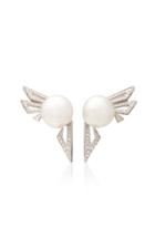 Kavant & Sharart Origami 18k White Gold Diamond And Pearl Earrings