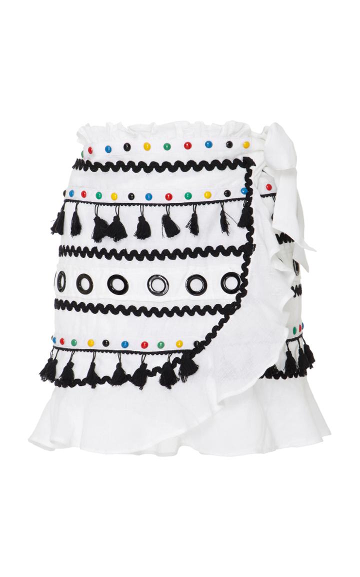 Dodo Bar Or Abbigail Embellished Cotton Wrap Skirt