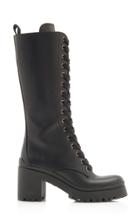 Miu Miu Lace-up Leather Knee-length Combat Boots