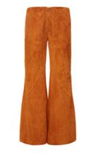 Moda Operandi Alberta Ferretti Suede Leather Flare Trousers Size: 38