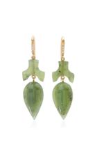 Sylva & Cie Jade And Diamond 18k Yellow Gold Acorn Earrings