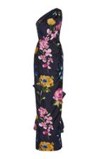 Marchesa Bow-embellished Floral-print Taffeta Gown