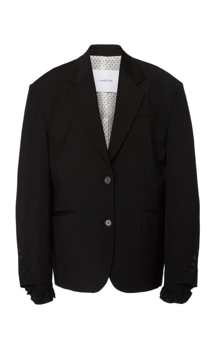 Pushbutton Oversized Wool Blazer
