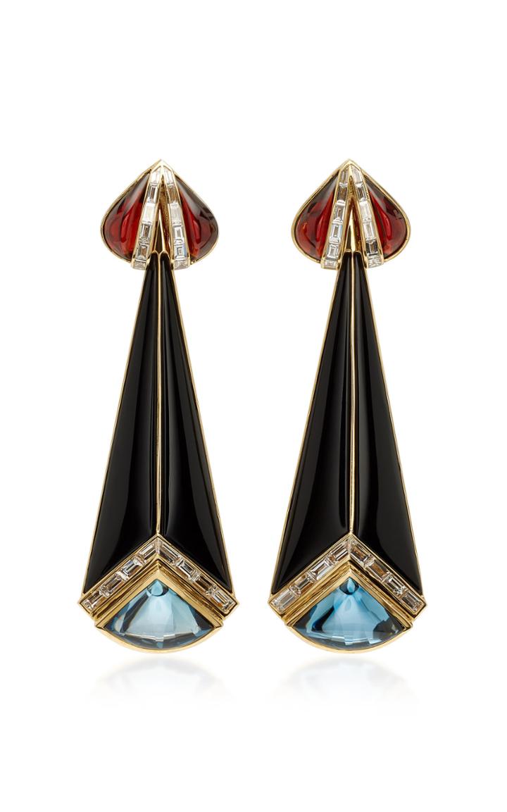 Jill Heller Vintage 18k Gold Multi-stone Earrings