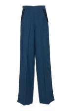 Alix Of Bohemia Limited Edition Indigo Leaf-embroidered Linen Pants