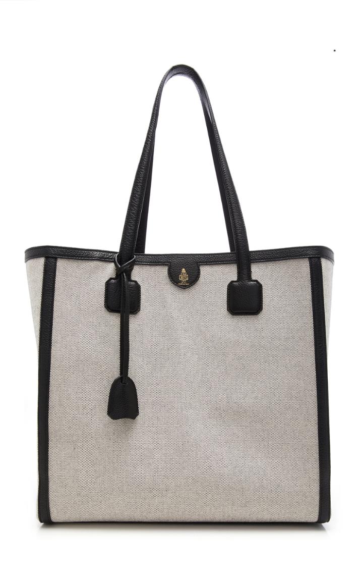 Moda Operandi Mark Cross Antibes Grain Leather-trimmed Birdseye Tote
