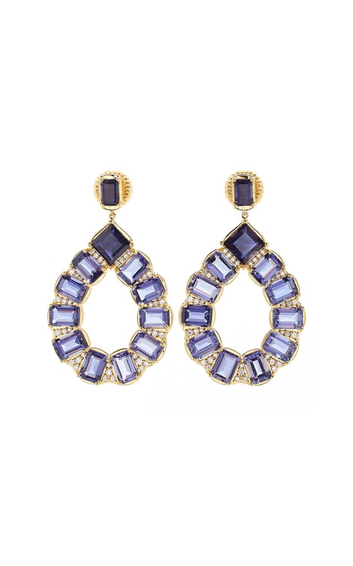 Jamie Wolf 18k Yellow Gold Iolite And Diamond Pear Shape Earring