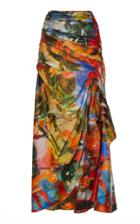 Mugler Draped Printed Crepe Midi Skirt