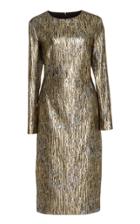 Romona Keveza Long Sleeve Metallic Dress