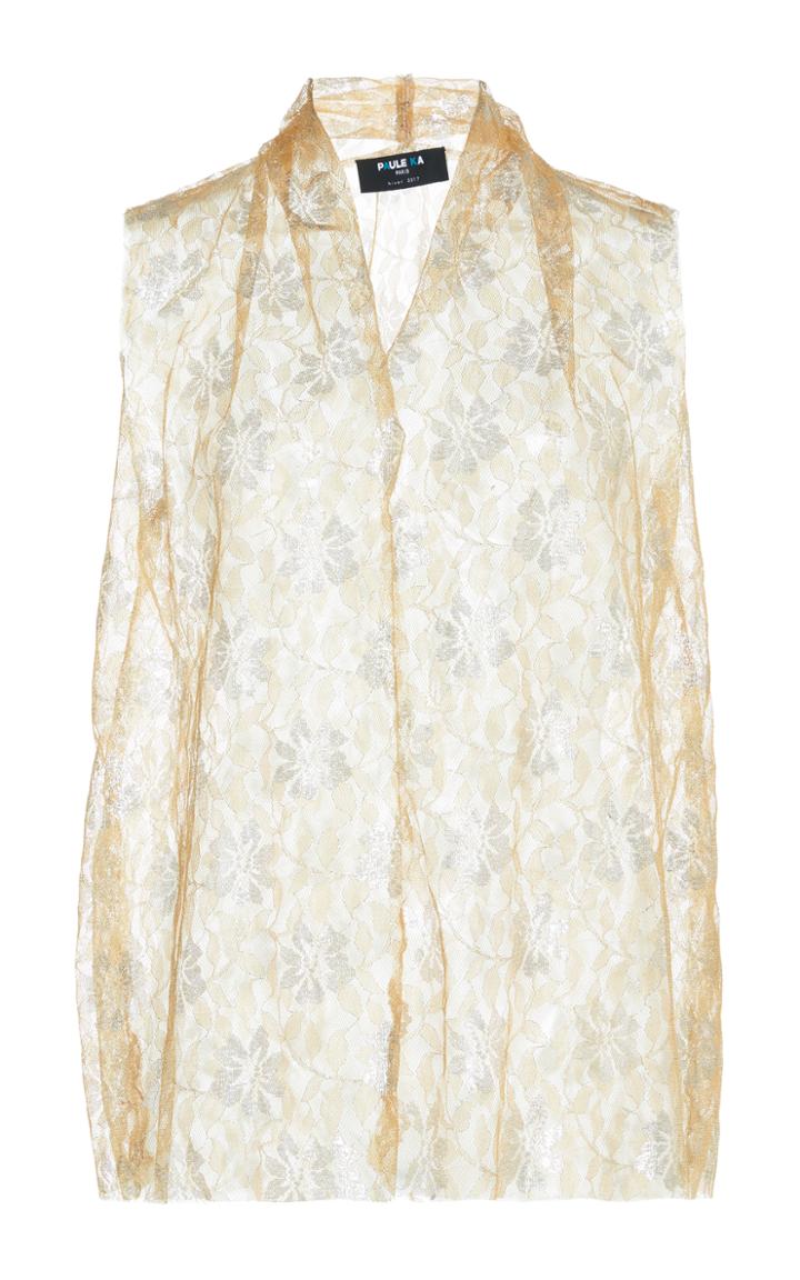 Paule Ka Lurex Floral Lace Sleeveless Top