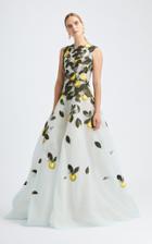 Moda Operandi Oscar De La Renta Sleeveless Lemon-print Silk-blend Gown