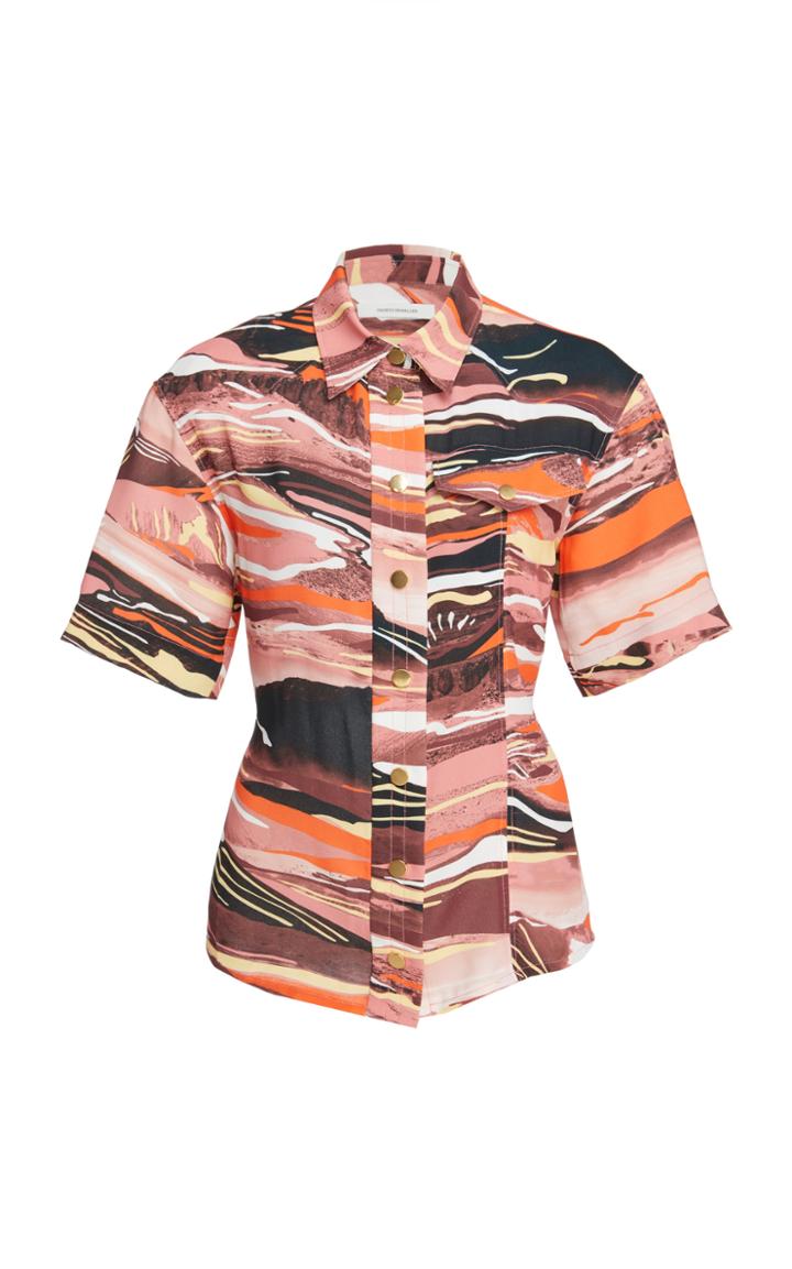 Cdric Charlier Abstract-printed Crepe Blouse
