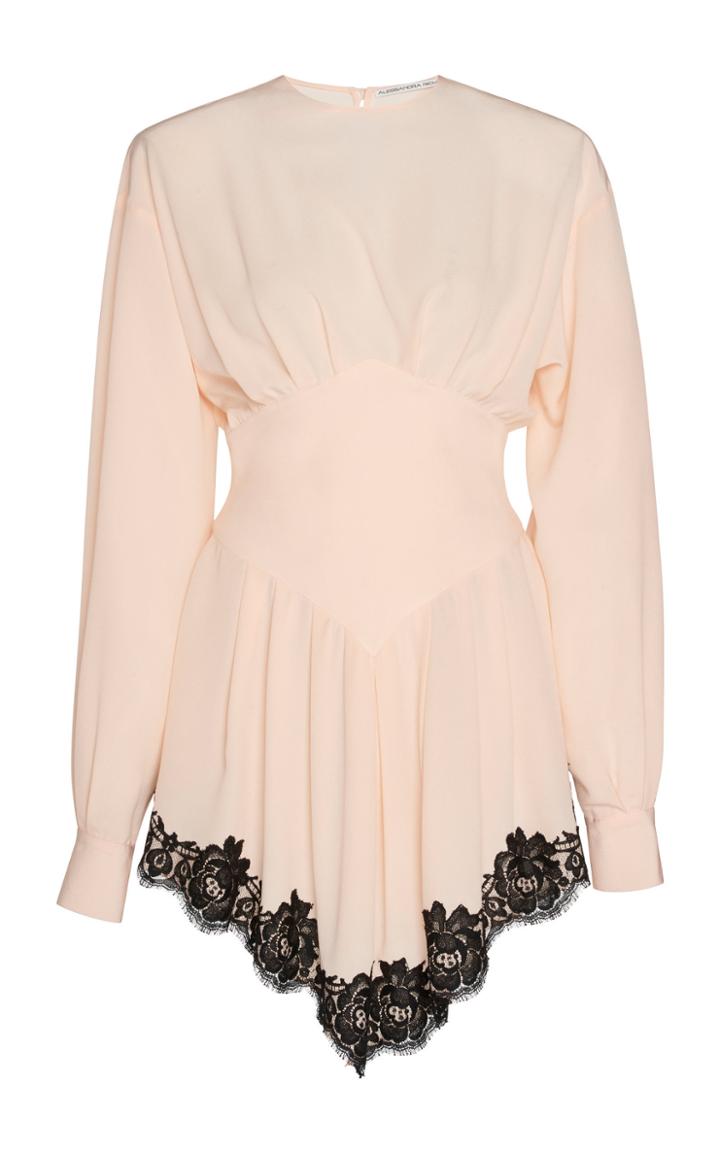 Alessandra Rich Crepe De Chine Lace Trim Mini Dress