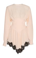 Alessandra Rich Crepe De Chine Lace Trim Mini Dress