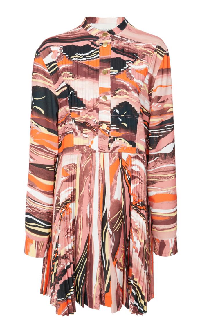 Cdric Charlier Abstract-printed Pleated Crepe Dress