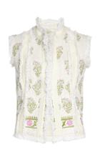 Giambattista Valli Floral-embroidered Fringed Cotton-blend Tweed Vest