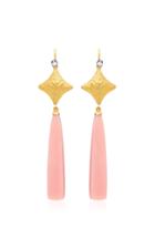 Arman Sarkisyan Tiered 22k Gold Pink Opal And Diamond Earrings