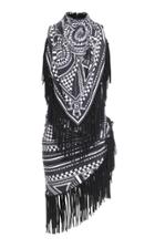 Balmain Fringed Mockneck Cotton-blend Dress