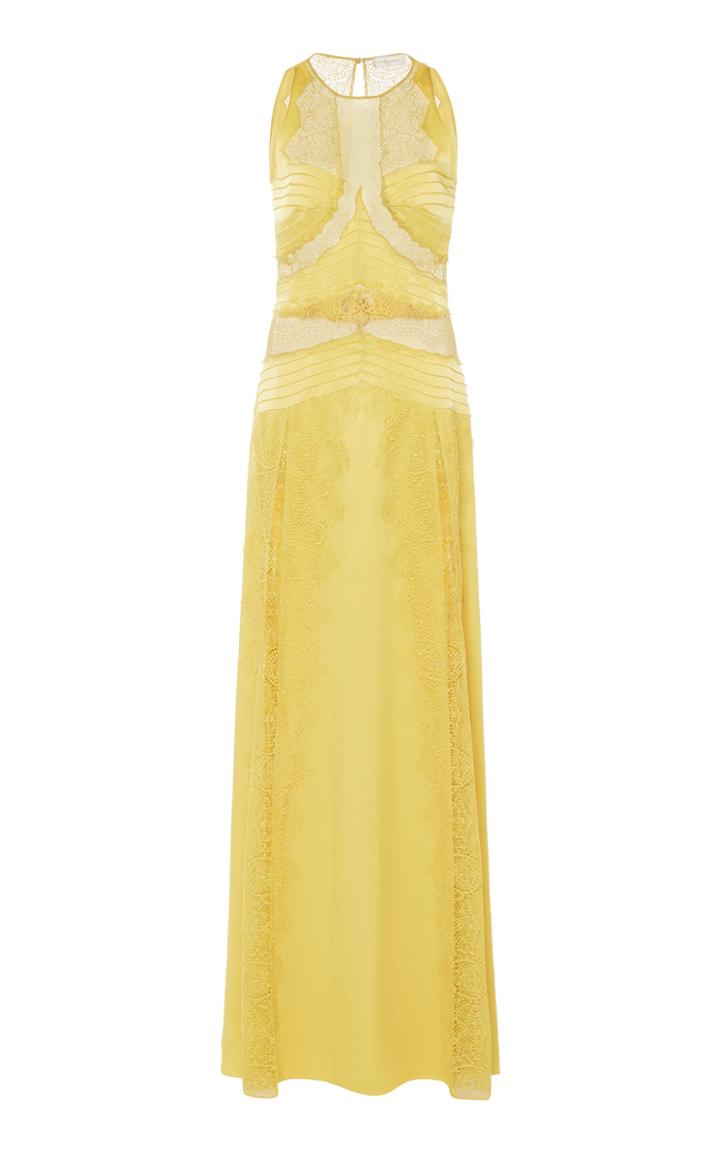 Moda Operandi Zuhair Murad Chantilly-detailed Silk Maxi Dress Size: 32