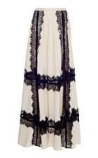 Elie Saab Crepe Georgette Lace Maxi Skirt