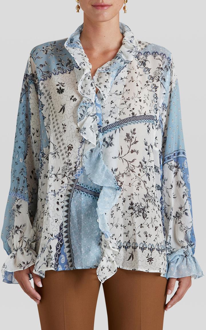 Moda Operandi Etro Ruffle-trimmed Printed Silk Georgette Top