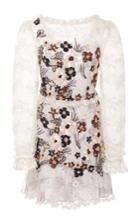 Rodarte Hand Beaded Daisy Lace And Chiffon Dress
