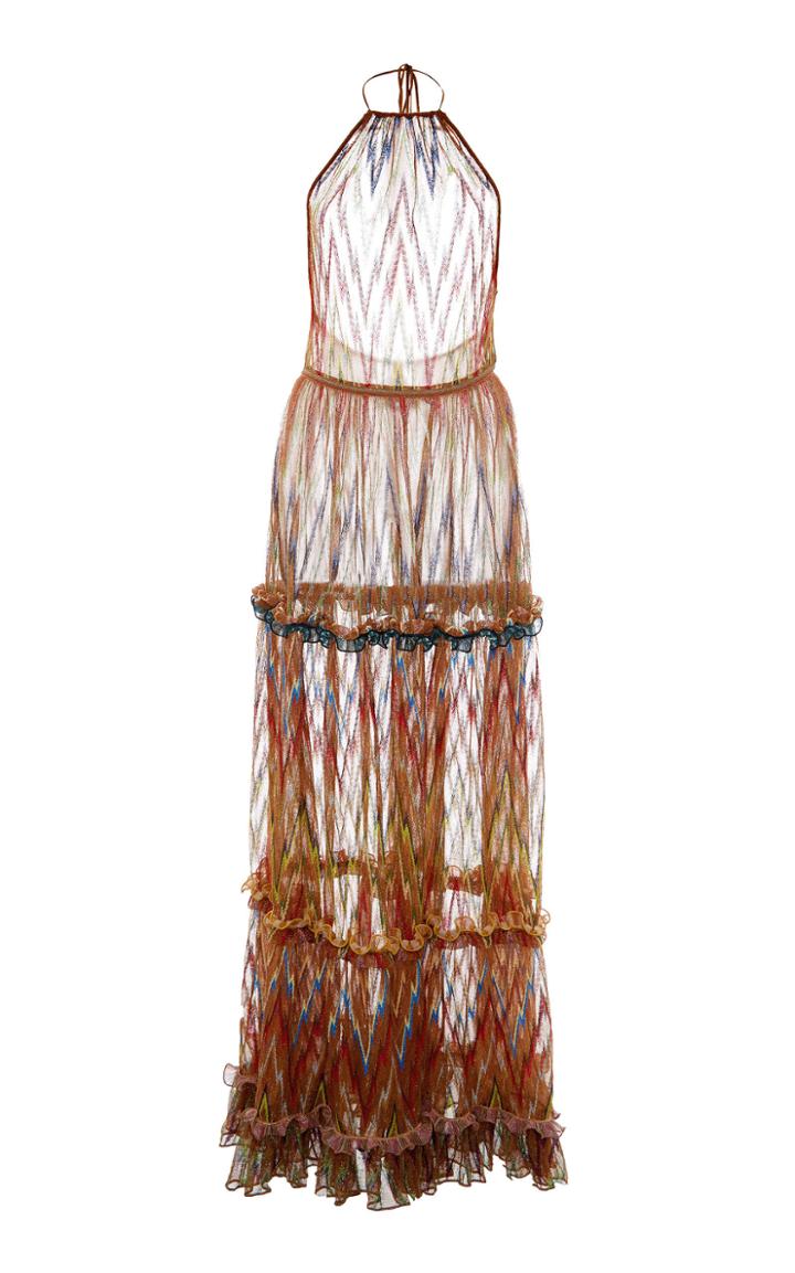 Moda Operandi Missoni Printed Sheer Chiffon Halter Dress Size: 38