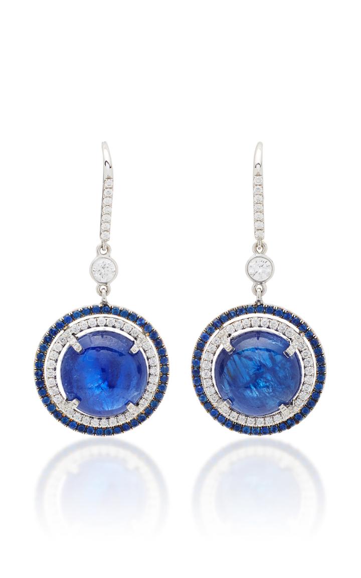 Martin Katz One-of-a-kind Round Cabochon Intense Blue Sapphire Earrings