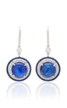 Martin Katz One-of-a-kind Round Cabochon Intense Blue Sapphire Earrings