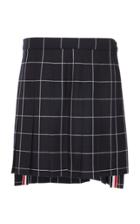 Thom Browne Pleated Wool Plaid Mini Skirt