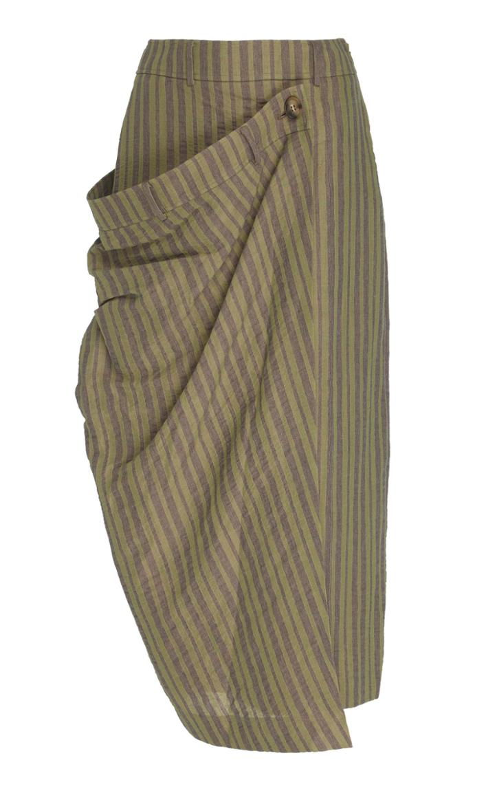 Rejina Pyo Simone Faux-wrap-effect Striped Cotton-blend Skirt
