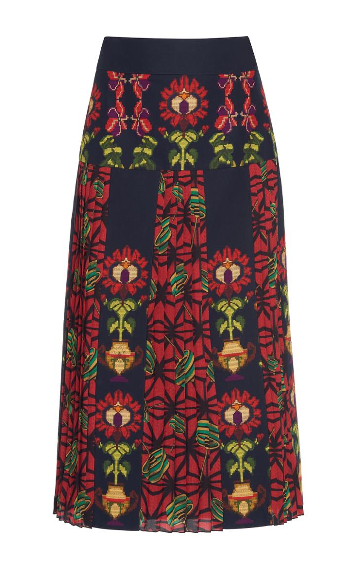 Stella Jean Floral Motif Pleated Skirt