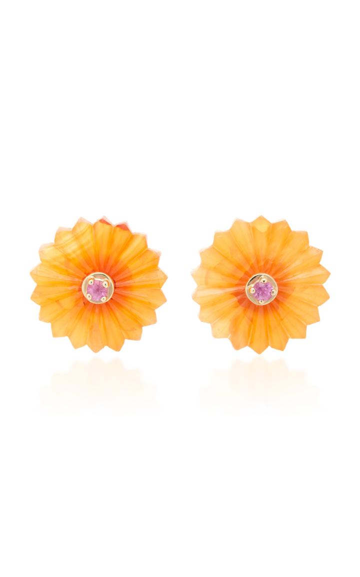 Alice Cicolini Summer Snow 9k Gold Carnelian And Tanzanite Earrings