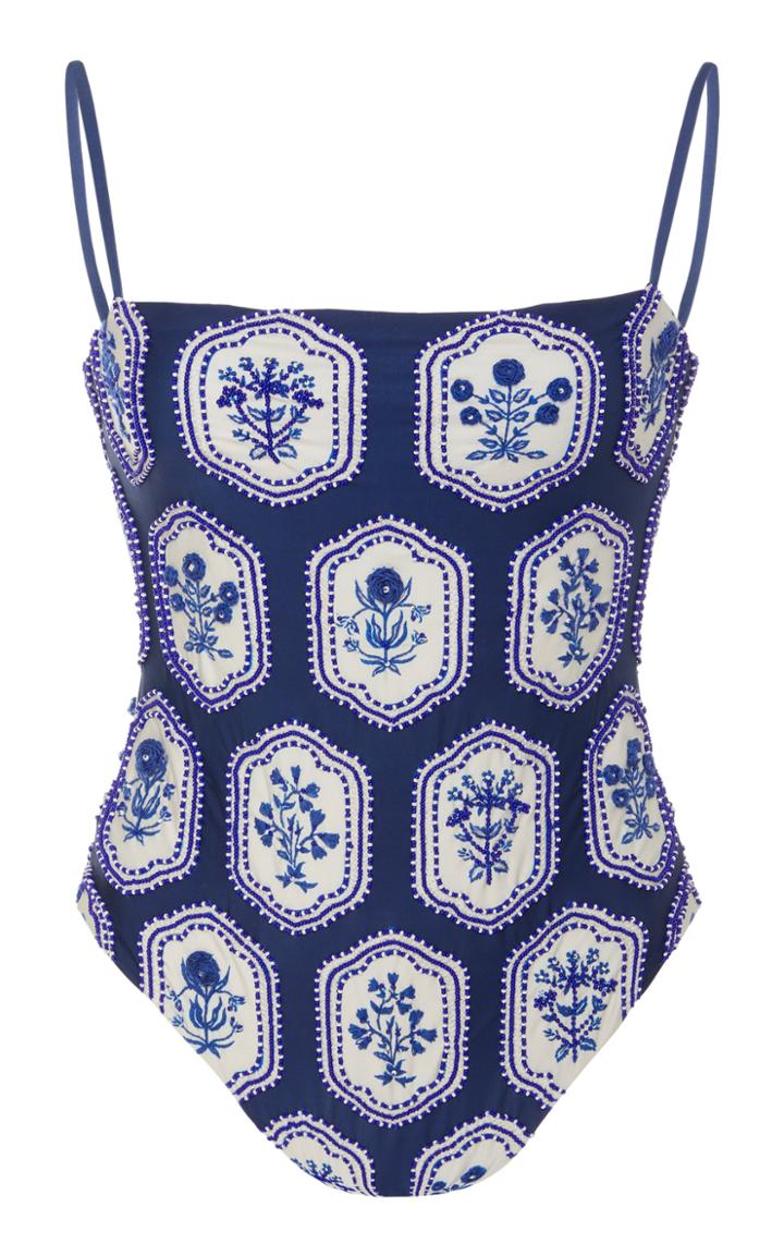 Agua By Agua Bendita Nativa Beaded Embroidered Swimsuit