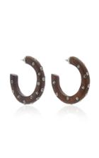 Oscar De La Renta Crystal-embellished Wood Hoop Earrings