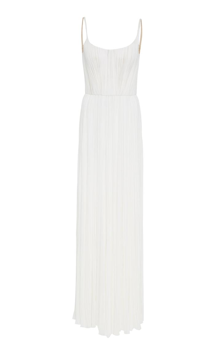 J. Mendel Hand Pleated Sleeveless Mousseline Gown