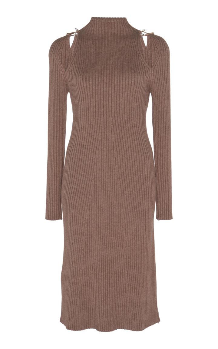 Peet Dullaert Ribbed Knit Midi Long Sleeve Dress