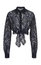 Moda Operandi Dolce & Gabbana Tie Front Cropped Lace Shirt Size: 38