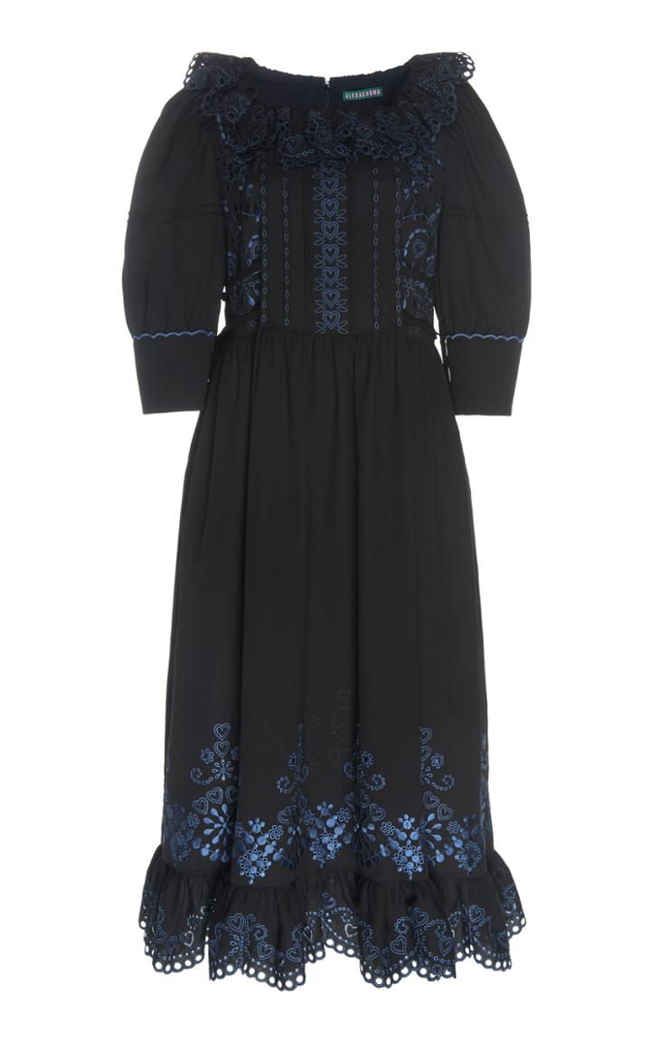 Alexachung Josie Eyelet-embroidered Ruffled Crepe Dress