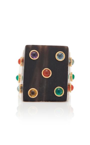 Eduarda Brunelli Sculpted Bone And Gemstone Square Ring
