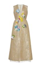 Delpozo Sleeveless V Neck Raffia Embroidered Dress