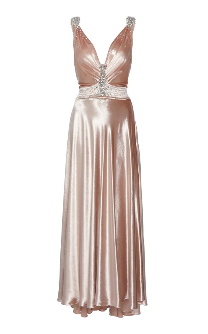 Paco Rabanne Fluid Embellished Velvet Dress