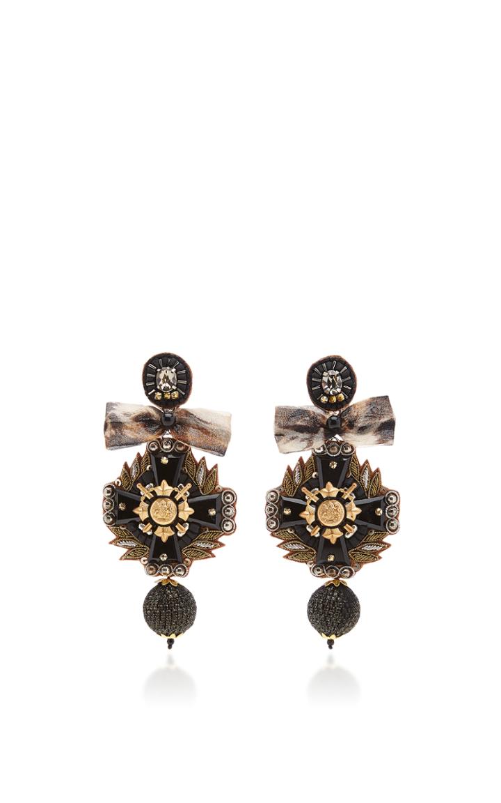 Ranjana Khan Black Cross Earrings